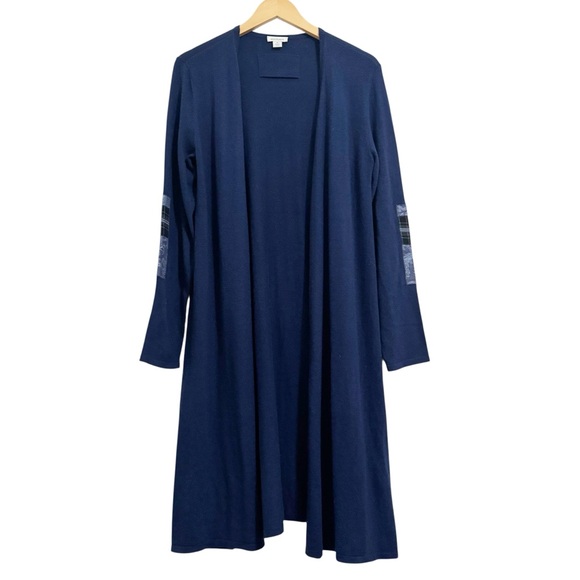 Sundance Sweaters - Sundance Unseen Beauty Patchwork Elbow Wool Blend Longline Sweater Blue Medium